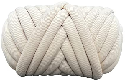 MagiDeal Chunky Yarn Jumbo Tubular Yarn Arm Knit Garn Waschbares weiches 500 g Dickes Chunky Yarn Tube Riesengarn für Körbe Teppichherstellung Überwurf, Beige