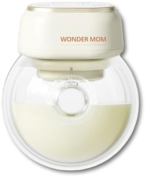 WONDER MOM - Sacaleches Eléctrico Manos Libres, Cómodo, Silencioso, Femenino, Ligero y Portátil, Pantalla Táctil, Personalizable, Embudos Para El Pecho Ajustables, Sin BPA, Garantía Incluida