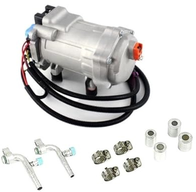 Gcfix 12V 24V Electric Compressor Integrated Auto Air Conditioning Compressor for Car Truck Camper Tractor Vehicle Aircon (Color: 24 Voltage)
