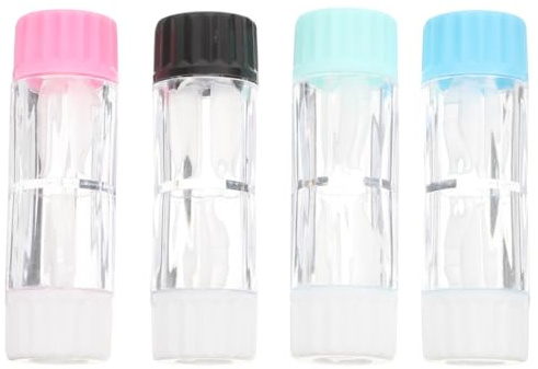 IWOWHERO Mini Travel Contact Lens Case for Rgp Hard Lens Protective Lightweight Storage Box with Transparent Lid Portable Cosmetic Container Holder Set of 4 Colours