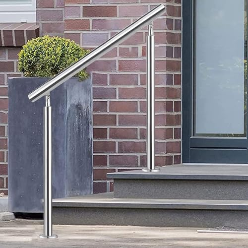 Treppengeländer für Außenstufe mit 2 Pfosten, Treppengeländer, Geländer, Veranda, Eingangsgeländer, Übergangshandlauf aus Edelstahl, Lattenrost, lang 80 cm – 150 cm ( Farbe : Height 95cm , Size : 80cm