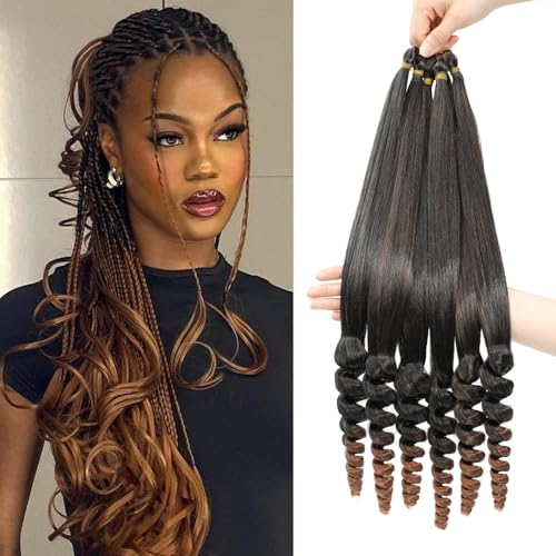 Pre Stretched French Curly Braiding Hair Crochet Braids Natural Easy Braid Crochet Hair Professional Soft Yaki Straight Hair Extensions (T30, 18inch/6Packs)