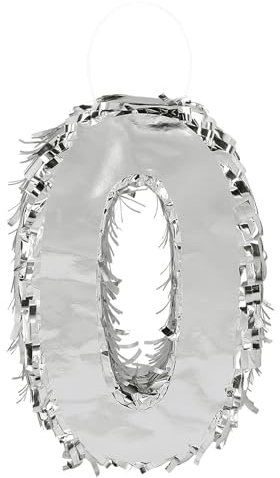 Boland - Zahlen Pinata, 25 x 16 x 5 cm, glänzende Nummer für Jubiläum und Geburtstag, Zahl, Silber, Dekoration, Party-Spiel