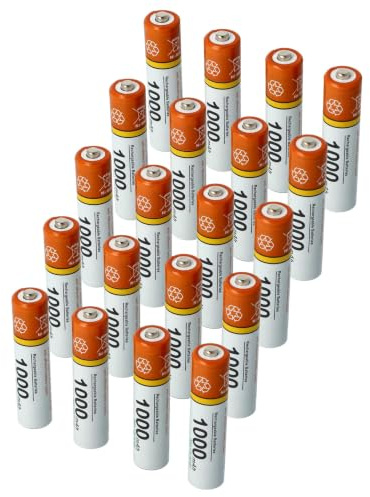 vhbw 20x AAA Micro Akku kompatibel mit Samsung Gigaset A415A | A500, A510, A540 schnurlos Festnetz Telefon (1000 mAh, 1,2 V, NiMH) Orange Weiß