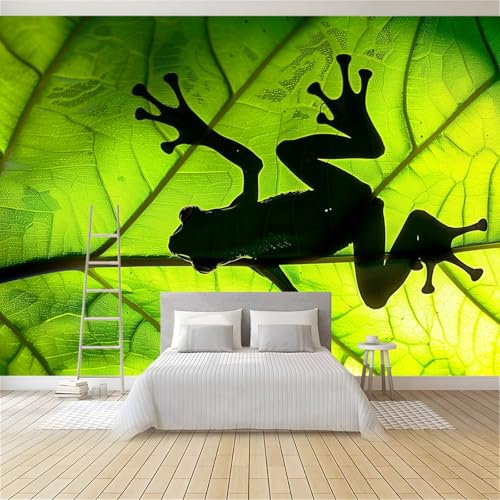 Papier Peint de Photo Feuilles Vertes Et Grenouilles 250x175 cm Papier Peint Panoramique Papier Peint intissé Murale Pour Chambre De Fille, Garçon, Chambre De Bébé Salon Chambre Décor