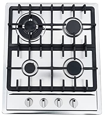 4 quemadores de cocina de gas integrados, cocina de acero inoxidable, estufa de cocina superior de Ng Lpg, 4 quemadores plateados, 4 quemadores para cocina doméstica o comercial en hogares o