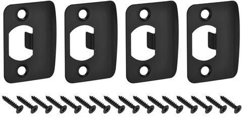 sourcing map 4Pcs Door Strike Plate, 57mm x 45mm Stainless Steel Latch Deadbolt Replacement Lock Strike Plates for Door Frame Door Jamb Reinforcement, Black