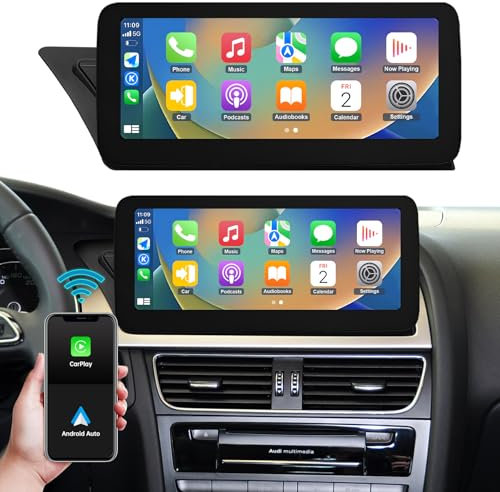 Ninetom Autoradio 12,3 Zoll Touchscreen mit kabellosem Carplay und Android Auto für 2009–2015 Audi A4 A5 S4 S5 mit 3G MMI+ System, unterstützt Mirrorlink, Kamera, Navigation