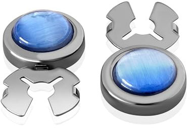 Cache Bouton de Chemise Homme | Couvre Boutons de Manchette | Boutons de Manchette pour Chemises Homme | Cadeau Mariage Affaires en Acier inoxydable Bleu | Manchette Chemise Noire