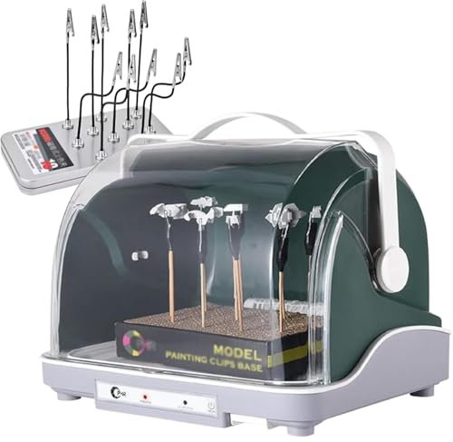 Airbrush Drybooth, Model Paint Dryer, Acrylic Paint Dryer, with 10Pcs Magnetic Bendable Alligator Clip Sticks Set, Water Filter Box and Dust Cover for Primer, Oil Paint, Varnish, Water-Based Paint