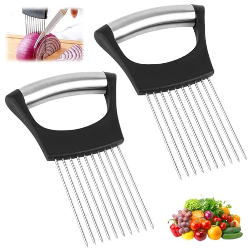 2PCS Soporte para Cortar en Acero Inoxidable - Soporte para Cebolla Mejorado para Cortar Carne, Verduras y Frutas