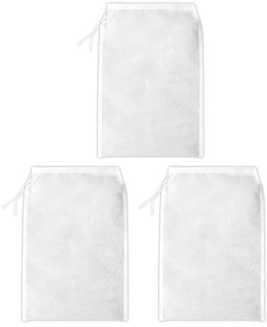 Reusable Micron Fine Mesh Filter Bags, Drawstring Cold Brew Coffee Cheese Cloths Strainer Bags, Fine Mesh Nylon Straining Bag, Washable Strainer Bag for Juice Wine Brewing Hop(100 mesh)