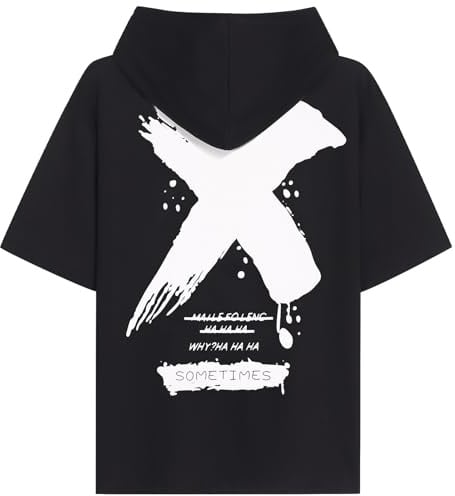 KENAIJING Sweat Manche Courte Homme Imprimé Hip Hop Tee Shirt | Sweats à Capuche Homme Motif Athlétique Hoodie à Manches Courtes