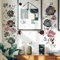 WandSticker4U®- Edeles Wandtattoo Blumen PFINGSTROSEN blau/lila/gold (78x92 cm) I XXL Wandsticker Pfingstrosen groß Blüten vintage I Wanddeko Wohnzimmer Schlafzimmer Küche Möbel Aufkleber