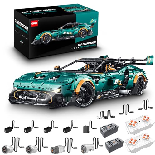 FigureArt Technik Sportwagen Auto Bausatz, GULY 10647, 3794 Teile mit Motoren und LED Groß Ferngesteuert Auto Klemmbausteine (Originalverpackung) (Dynamische Deluxe-Edition)