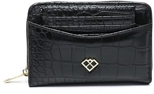 JFY Crocodile Skin Pattern 2 in 1 Set of Card Holder and Matching Purse (Black)