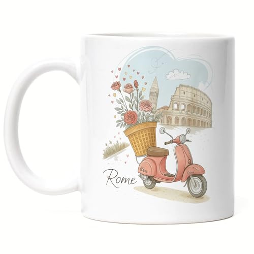 Hey!Print Rome Tasse Weiß Geschenkidee Italien Souvenir Urlaub Reise Kolosseum Romantik