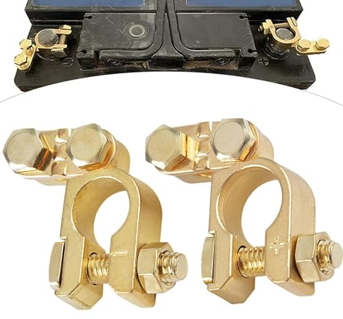 1 Pair Car Battery Terminal Connectors, Battery Connectors for Car Battery Terminals Copper Leisure Battery Terminals Connectors Clamps Set Positive Negative for Caravan Van Boat and Marine Use