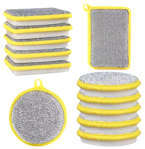 IETWATE 10PCS Washing up Sponge Scourers: Double Sided Dish Sponges Washing up, Reusable Dish Sponges for Washing up, Scouring Pads Non Scratch Absorbent, for Cookware Sinks Stove Tops