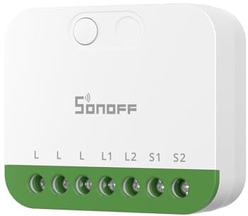 SONOFF MINI DUO(Matter su WiFi) Interruttore Intelligente WiFi a 2 Canali, Abilitato Matter, Carico Totale 16A, Compatto per Scatole Standard, Controllo Remoto e Automatizzato