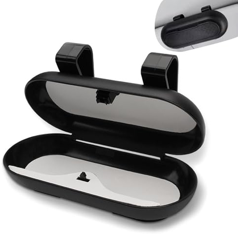 BSITSSS Porte Lunettes pour Voiture, Noir Étui Lunettes Soleil, Boîte Rangement Support Lunette Voiture pour Pare Soleil Voitures Accessoires de la Plupart les Véhicules
