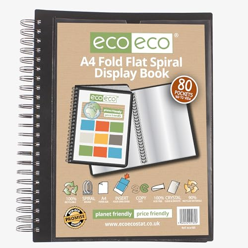 eco-eco Eco185 Porte-vues A4 90% recyclé 80 pochettes à spirales
