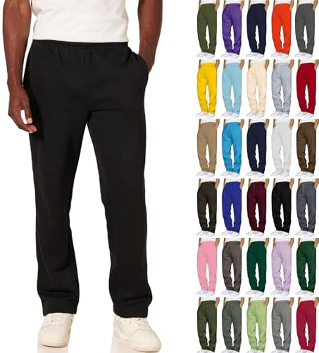 Tracksuit Bottoms Men Joggers For Men UK Jogging Bottoms Loose Fit Walking Trousers Open Hem Fleece Lined Sweatpants Wide Leg Work Pyjama Lounge Pants Running Winter Trousers Baggy Casual