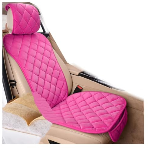 IUKMRT Universal Sitzbezüge Auto Rosa Autositzbezug Für Frauen Und Mädchen Niedliches Autositzkissen Universelles Plüsch-Innenschutzmatten-Pad Auto-Abdeckungszubehör(Front Pink)