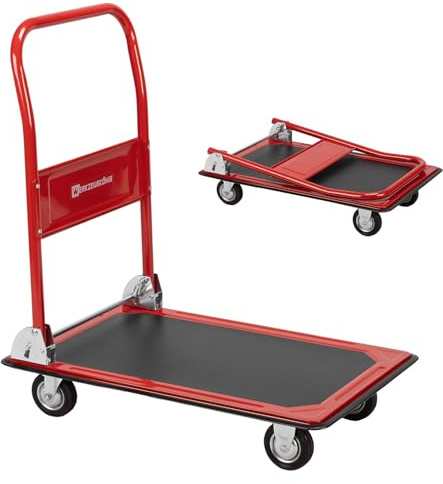 Werkzeugkönig Plattformwagen 150kg Traglast - Transportwagen klappbar - Anti-Rutsch Ladefläche - Vollgummirollen - Außenmaß 73 x 47 cm