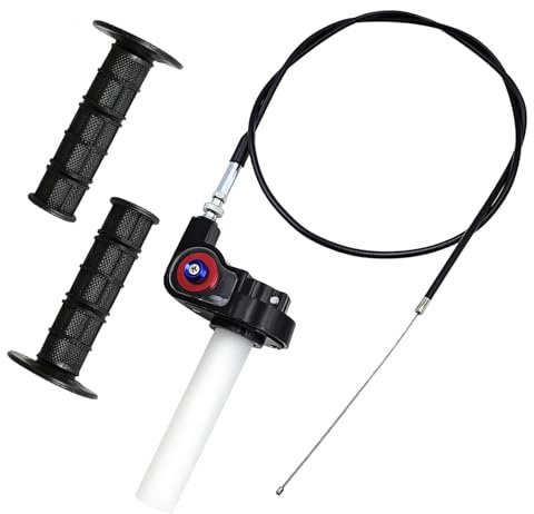 WestCH Schnellgasgriff,Schnellgas-Kurzhubgriff Komplett-Set für 22mm Lenker | Kurzhubgasgriff Gaszug Schnellzug mit 1.2m Gaszug & Gummigriffen, für Cross, Enduro, ATV (50cc-200cc)