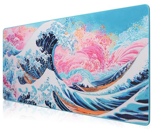 HIHUHEN Gaming Mouse Mat/Mouse Pad 890 x 400 x 4mm | XXL mouse pad | table mat/large size | improved precision and speed | rubber base for stable grip on smooth surfaces | non-slip (89x40 Langhua)
