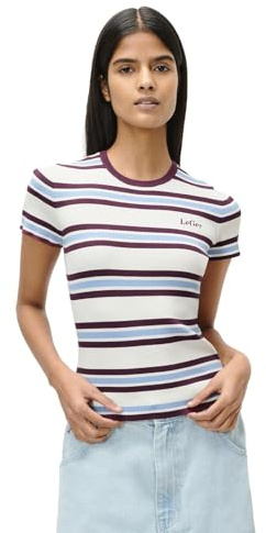LeGer Danielle T-Shirt - Kurzarm Tshirt Damen mit Streifen - körpernahe Passform - Oberteil aus Viskose - Mode für Damen - by Lena Gercke - Gr. 34-45