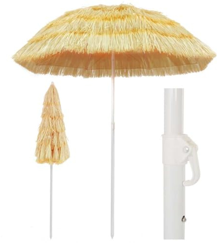 Lumanois Sombrilla de Playa Estilo Hawaii Natural 180 cm,Artículos de Exterior,Sombrillas,2.15kg-44547