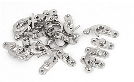 sourcing map 10 Stück Schmuckkästchen Links Riegel Haken Hasp Riegelhaken Verschluss Schloss Silberton