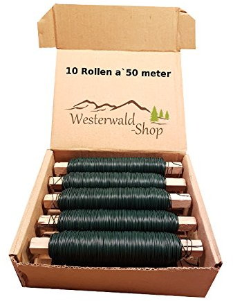 10 Rollen Wickeldraht Grün Blumendraht Bindedraht a` 100g