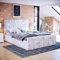 Vida Designs Valentina Double Ottoman Bed, 4 Foot 6 Bed Frame Storage Lift Upholstered Fabric Headboard Bedroom Furniture, Crushed Velvet Silver (UKFR Certified)