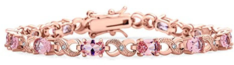 Bling Jewelry Bracelet de tennis infini symbole nœud d'amour romantique milgrain avec zircon cubique ovale rose AAA simulé morganite 9CT pour femmes plaqué or rose