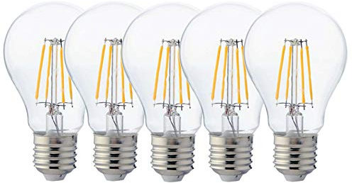 BRAYTRON 5x E27 LED Birne Filament Leuchtmittel kugelform standard Edison Gewinde 6 Watt 600 Lumen Kaltweiß