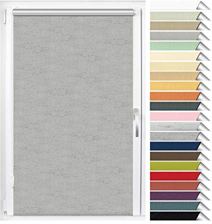 EFIXS Thermorollo Mini - 17 mm - Breiten: 40-100 cm - Höhen bis 220 cm - Hier: 40 cm x 150 cm (Stoffbreite x Höhe) - Melange (064) - OHNE Bohren & verstellbare Klemmträger & Magnete