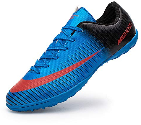 Zapatillas de fútbol Topoption para niños y adultos, profesionales, para entrenar al aire libre, para exteriores, atléticos, con tacos, unisex, color Azul, talla 39 EU