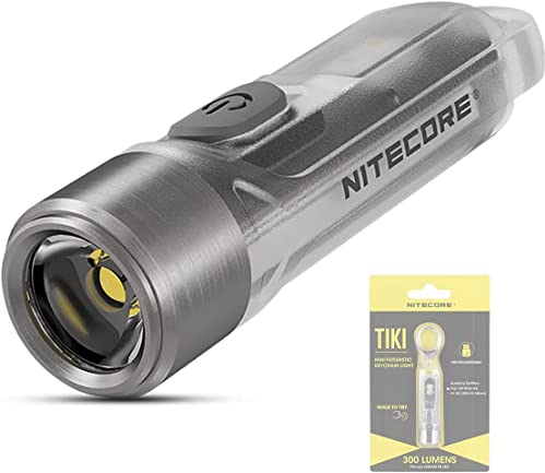 Nitecore TIKI Linterna Llavero 300 Lumens con Luz Blanco y Modo Ultravioleta Linterna Llavero Potente y Recargable por USB 12 gramos 55 milímetros