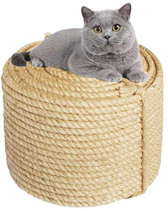 6mm Jute Corde pour réparation et Remplacement de Chat Scratch Pilier, Rayure Arbre, Chat Rayure Tampon/Tapis/Botteur Jouet, Tuyau/Escaliers/Pneu Emballage, Accueil Décoration, 6mm*50m, Beige