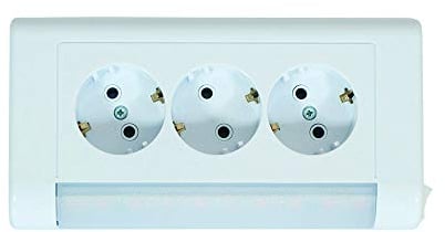 3-fach Aufputz Schuko Steckdose NEU Aufputz Schuko Steckdosen 3 Steckplätze mit 4W LED Licht mit Schalter CE (3-fach mit LED)