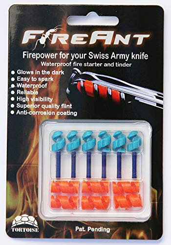 FireAnt 6 Pack - Fire Starter and Tinder System for Swiss Army Victorinox Knives (Blue Glow)
