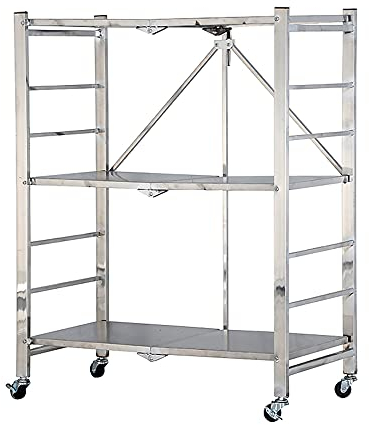 Storage Racks, Stainless Steel Storage Trolley Cart, Floor-to-Ceiling Multi-Layer Oven and Microwave Oven Storage Rack Apply to Kitchen/Silver/M