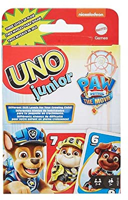 UNO Junior PAWPatrol Kartenspiel - vereinfachte Version des beliebten UNO Spiels mit Bildern aus dem Animationsfilm, für 2-4 Spieler und Kinder ab 3 Jahren, HGD13