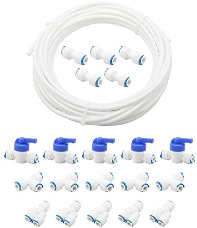 Pxyelec 10M Water Supply Pipe Tube Fridge Connector Kit Fridge Filter Plumbing Kit for European Style Double Fridge Refrigerator (1/4)