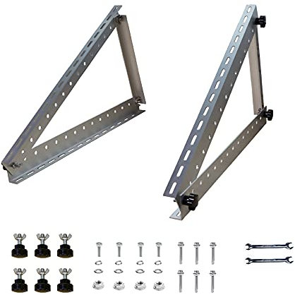 CMYYANGLIN Support de panneau solaire pour balcon - Toit plat - Support de montage de panneau solaire - Angle réglable - 114 cm de long