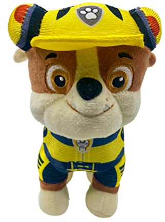 Play by Play Paw Patrol The Movie, 7 versch. Motive, 19 cm Plüsch Figuren Chase, Marshall, Liberty, Skye, Rubble, Rocky, Zuma, ORIGINAL Kuscheltier Lizenzware für Kinder - Kinofilm 2021 (Rubble)