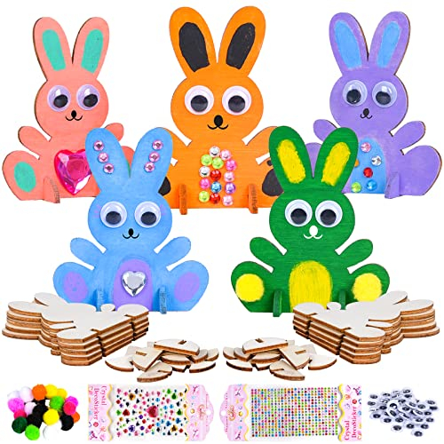 Herefun Hasen aus Holz zum Bemalen, 20 Stück Ostern Holz zum Malen, DIY Osterhase Deko, Osterhase Kinder Bastelsets, Osterhasen Deko Holz für Kinder Ostereier Osterhase